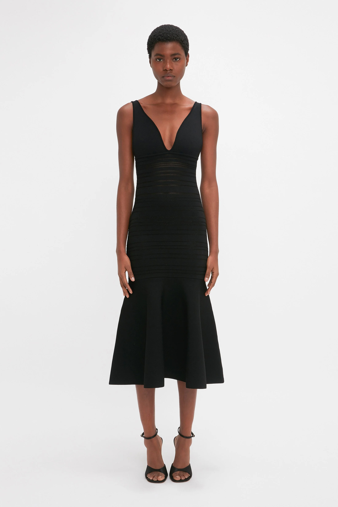 Frame Detail Cut-Out Cami Dress In Black