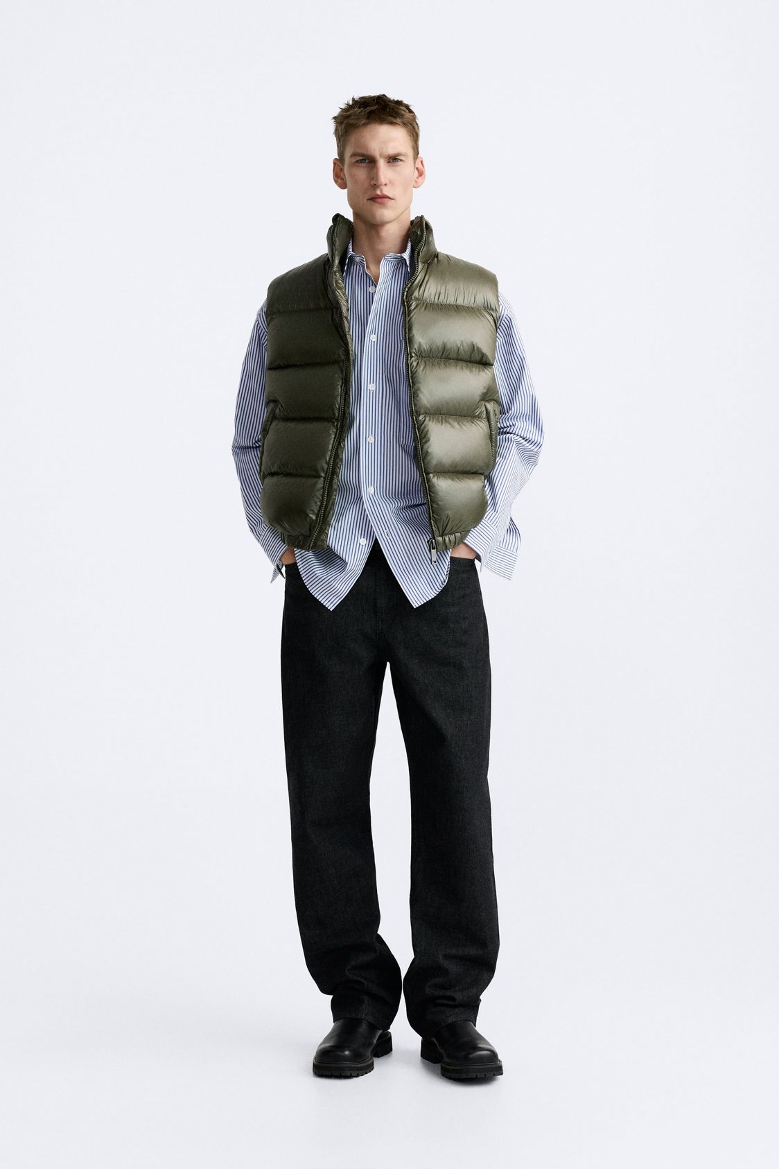 Feather Down Puffer Green Gilet